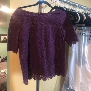 Club Monaco burgundy lace top